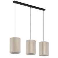 HÄNGELEUCHTE 15757-3H PAGE - Schwarz/Naturfarben, Basics, Textil/Metall (85/20/120cm) - Globo