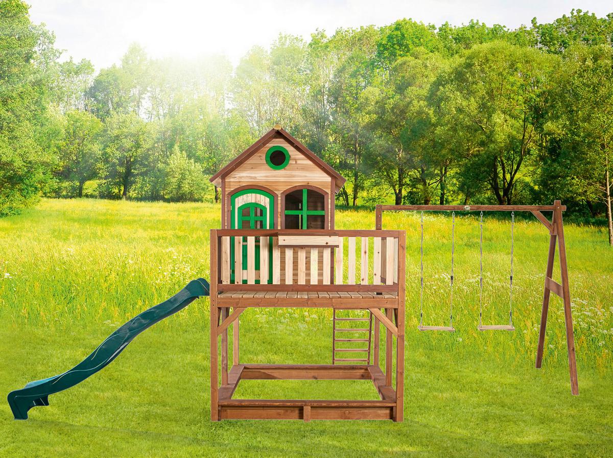 Spielhaus Axi Liam - Braun, Basics, Holz (588/305/270cm) - Ambia Garden