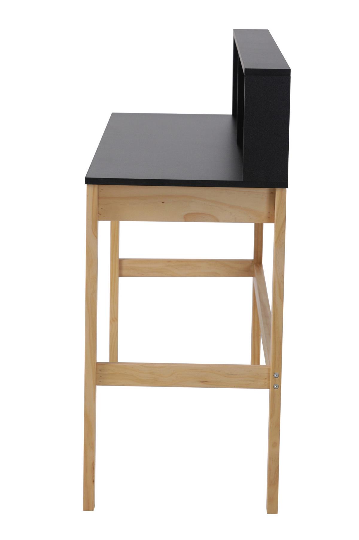Schreibtisch inkl. Aufsatz Naturfarben/Schwarz - Schwarz/Naturfarben, Design, Holz/Holzwerkstoff (120/45/101cm) - Livetastic