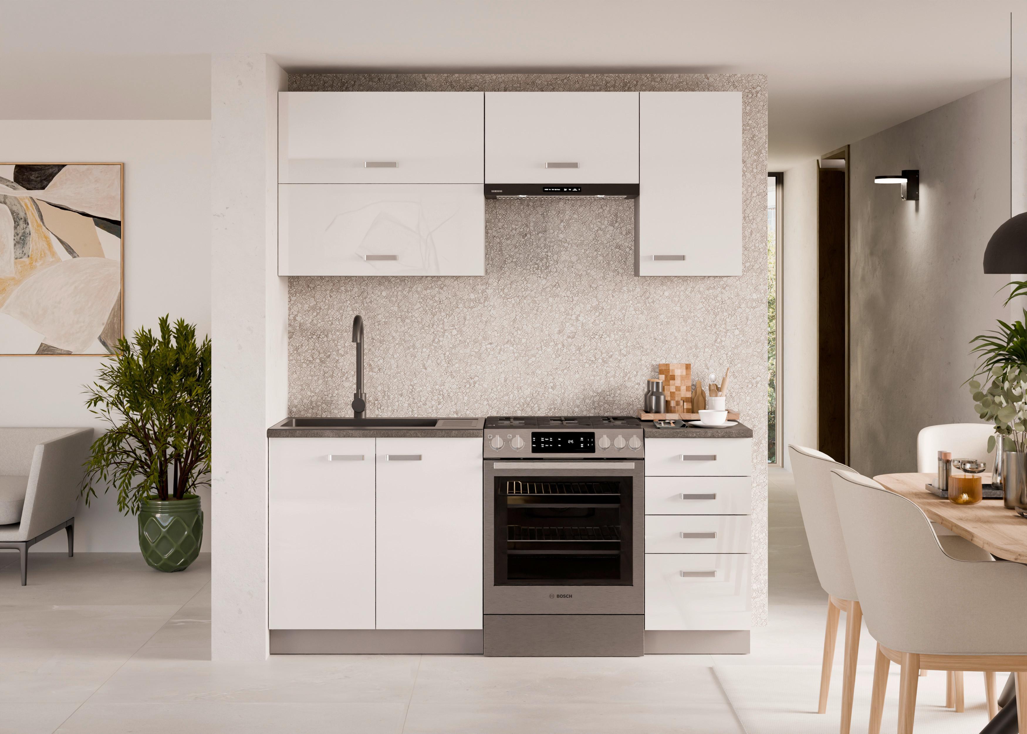 Blok Kuhinja Bianca - boja hroma/siva, Moderno, metal/pločasti materijal (180/214/60cm) - Modern Living