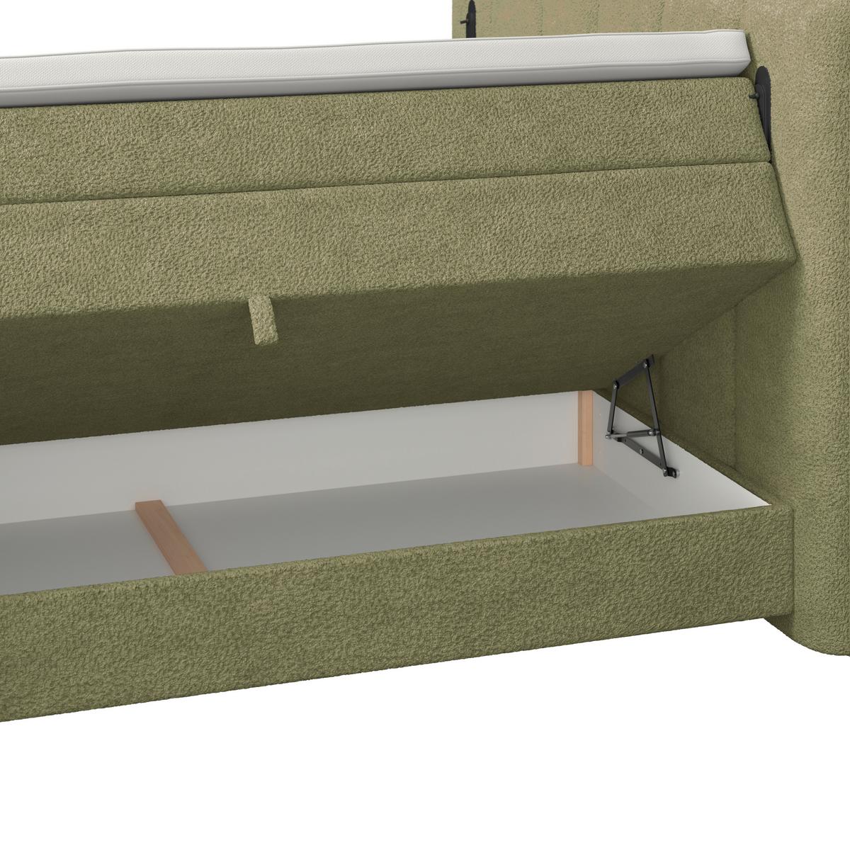 Boxspring Krevet Elysia - zelena/crna, Trend, drvni materijal/drvo (200/220cm) - Premium Living