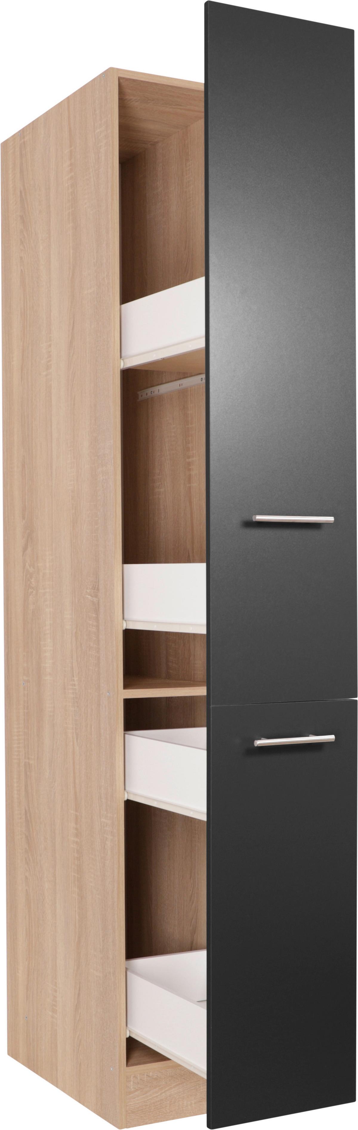 Izvlečna Omara Merle, Barva Hrasta, Črna - srebrne barve/črna, Basics, kovina/leseni material (30/200/60cm) - Respekta