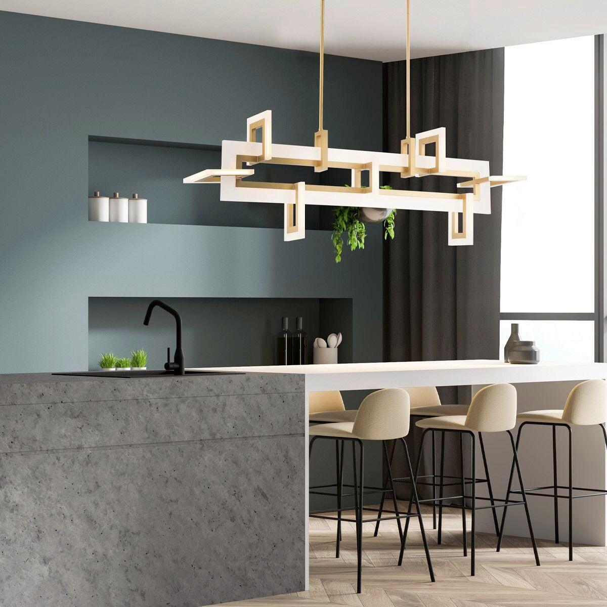 LED Függőlámpa Qn-Inizio-Lp-M-Bg - sárgarézszínű, Design, üveg/fém (122,8/50/23,1cm) - Elstead Lighting