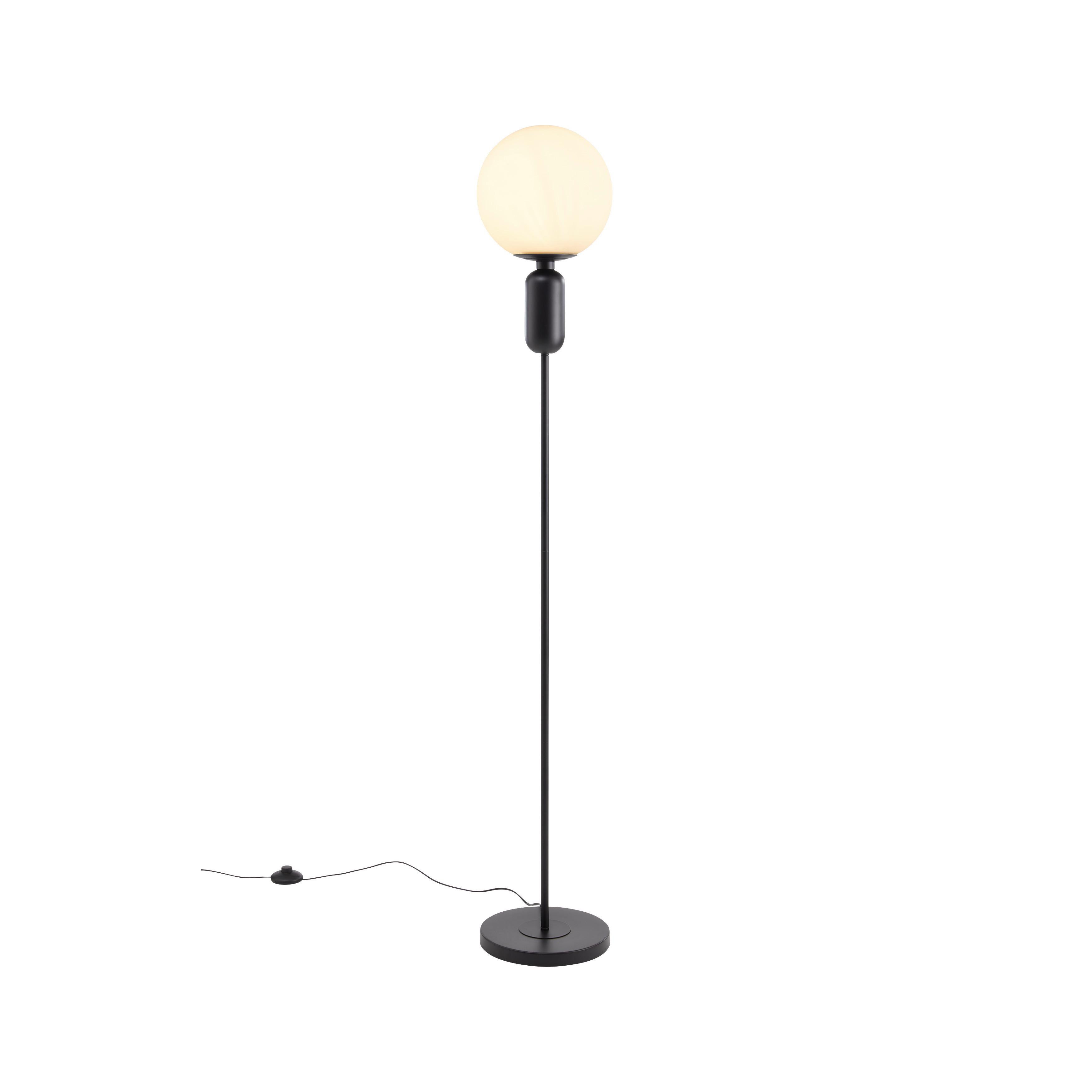 Stehleuchte Tiano max. 40 Watt - Schwarz, MODERN, Glas/Metall (25/155cm) - Bessagi Home