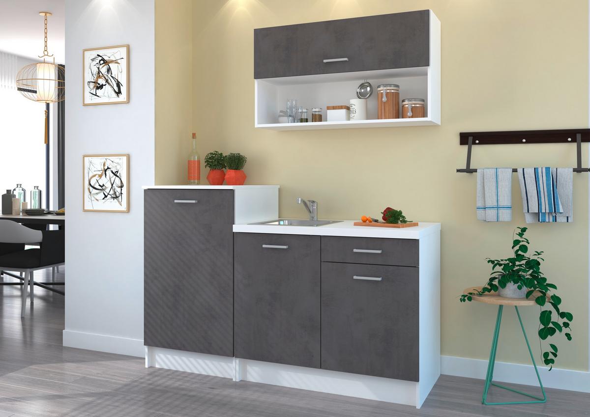 Kuhinjski Blok Brez Aparatov Smart, Siva, Bela, 160cm - siva/bela, Design, umetna masa/leseni material (160cm) - P & B
