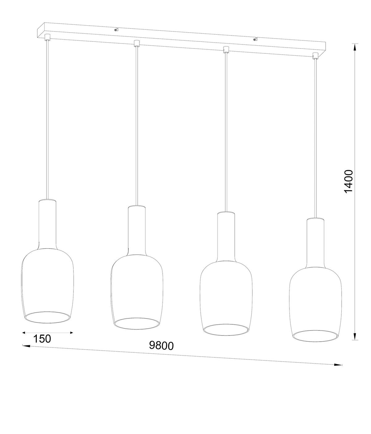 LAMPA WISZĄCA SUNA - czarny chrom, Trend, metal/szkło (98/15/140cm) - Novel