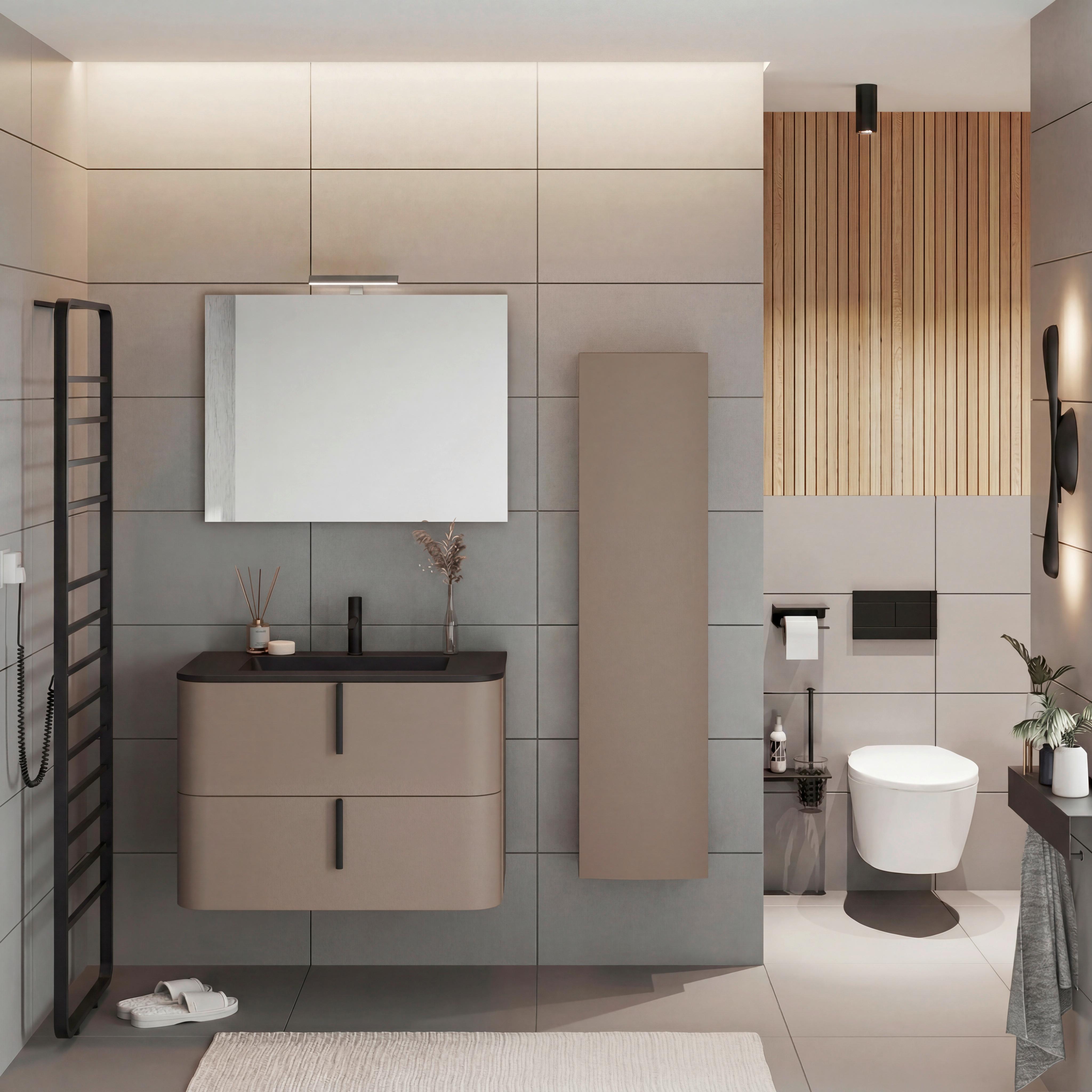 Element Ispod Umivaonika Lyra - crna/taupe, Moderno, drvni materijal/metal (80/51/46cm)