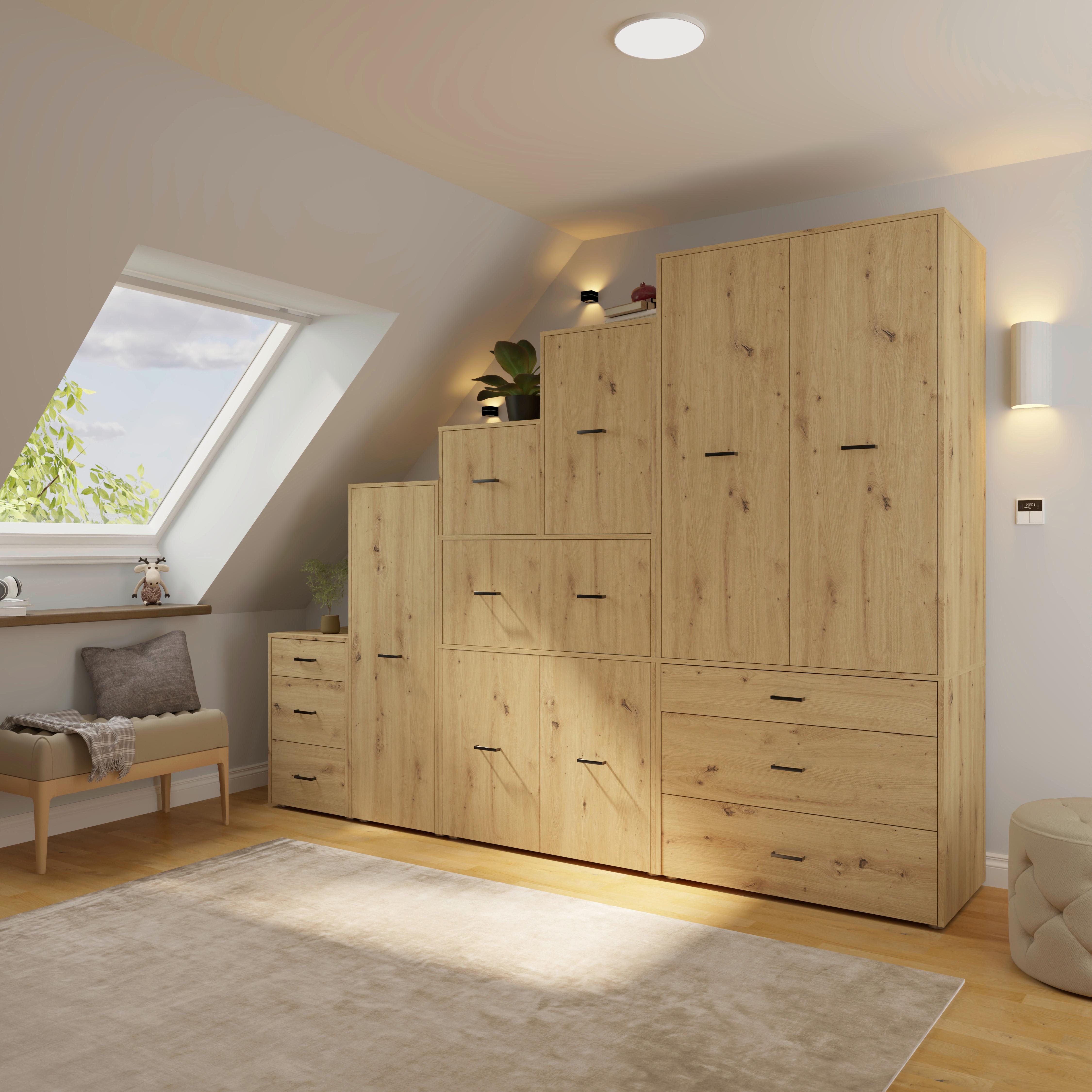 Unterbauschrank Kivo Eiche Artisan - Schwarz/Eiche Artisan, MODERN, Holzwerkstoff/Kunststoff (45/69,8/52,1cm) - Based