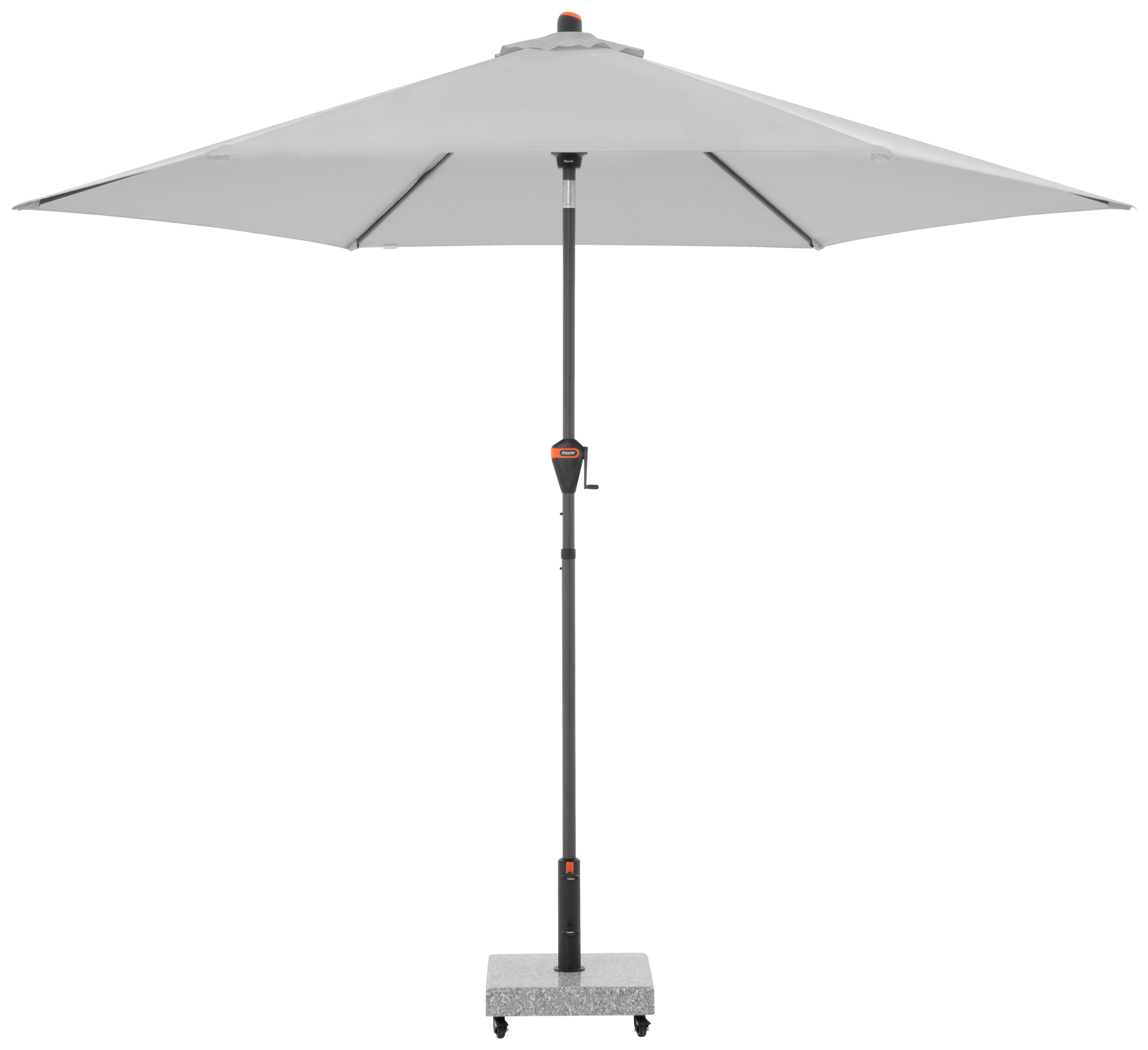 Sonnenschirm Myzone Rund Auto Hellgrau ca. 305cm - Anthrazit/Hellgrau, Basics, Textil/Metall (305cm) - Doppler