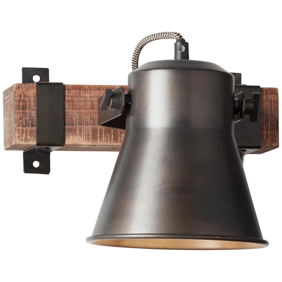 Wandleuchte  Plow in Schwarz max. 10 Watt - Schwarz, Design, Holz/Metall (24/25cm) - Brilliant