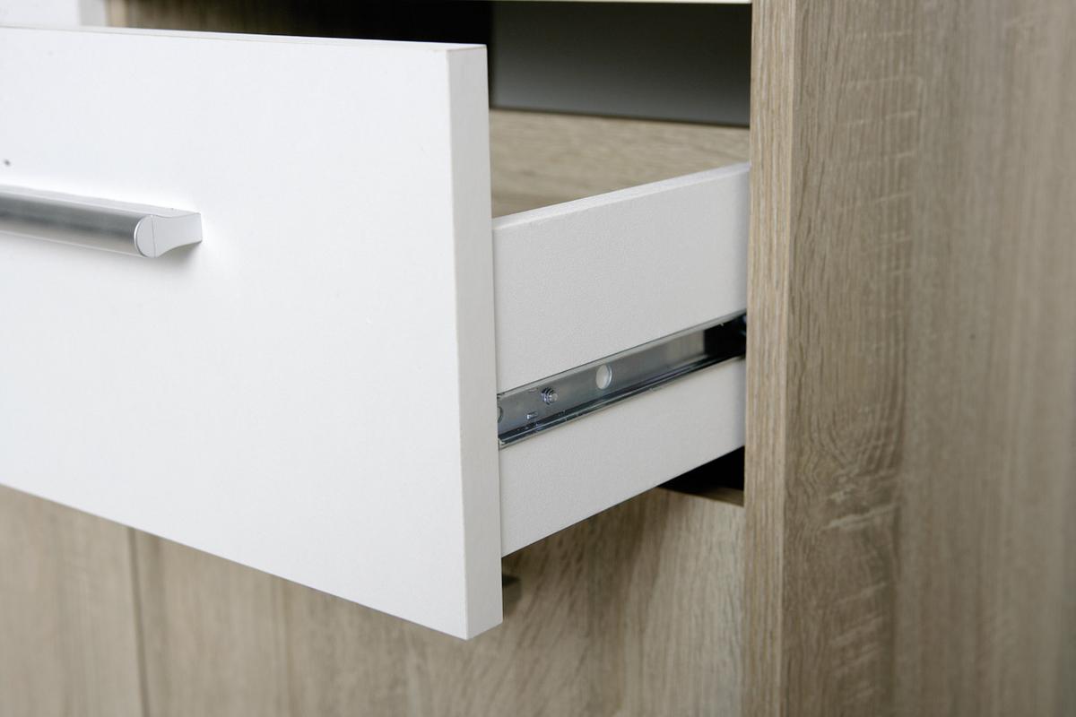 Kommode Eboli Weiß/Eiche - Weiß/Sonoma Eiche, Basics, Holzwerkstoff/Kunststoff (77/77/30cm) - MID.YOU