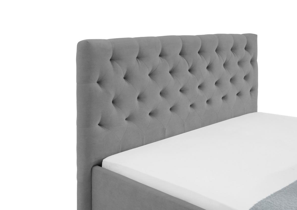 Oblazinjena Postelja Miami, Svetlo Siva, 140x200 - črna/svetlo siva, Basics, tekstil (156/120/212cm) - Modern Living