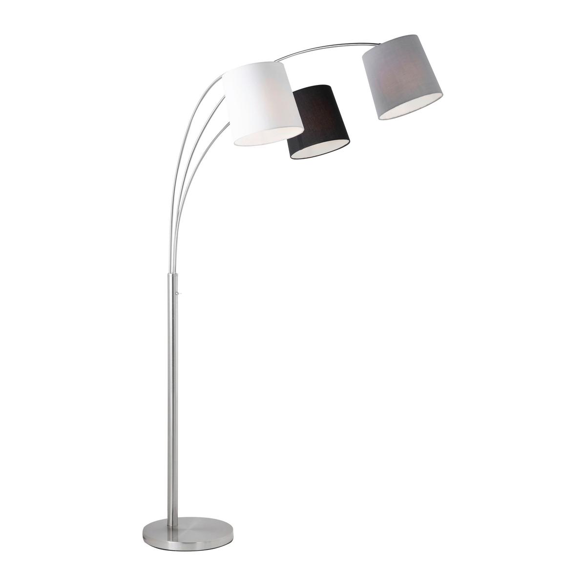 Bogenleuchte Melvin max. 120 Watt - Weiss/Silberfarben, Kunststoff/Textil (190cm)