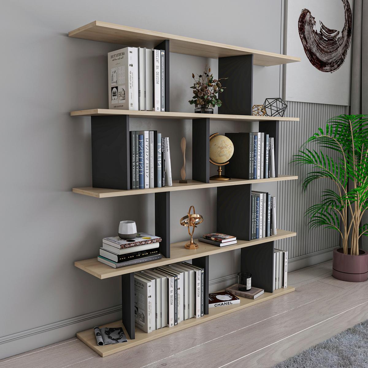 REGAL JORIN STANDREGAL - Anthrazit, Design, Holzwerkstoff (130/137/25cm) - Livetastic