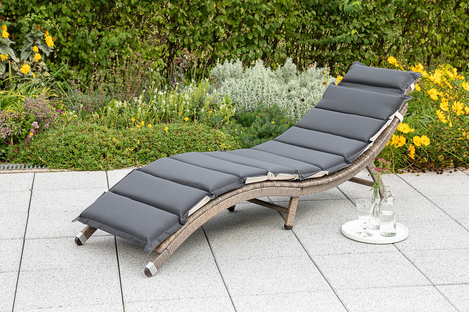 Vrtni Ležalnik Waikiki - siva/naravne barve, Moderno, kovina/umetna masa (172/62/54cm) - Gardenson