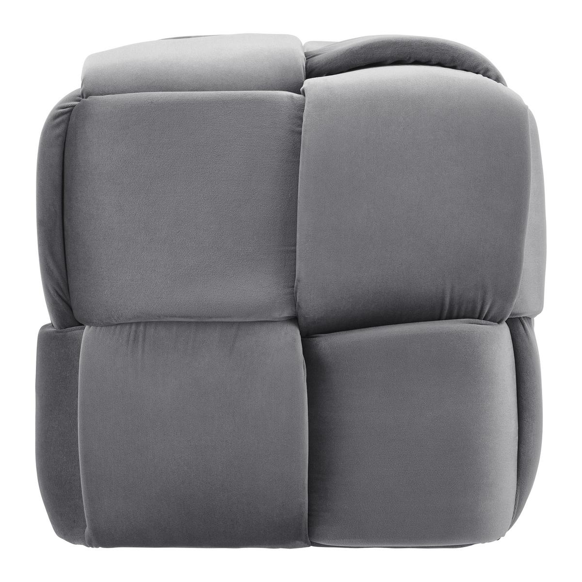 Hockerbank Ella Grau Samt Gepolstert - Schwarz/Grau, MODERN, Holz/Kunststoff (118/47/47cm) - Bessagi Home