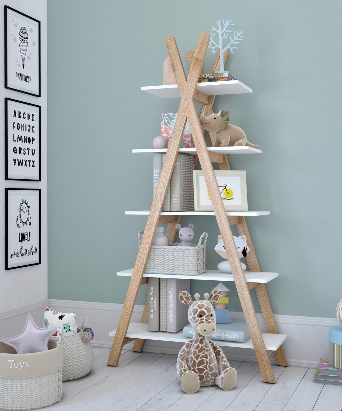 Regal Weiß/Naturfarben - Naturfarben/Weiß, Design, Holz/Holzwerkstoff (90/170/35cm) - Livetastic