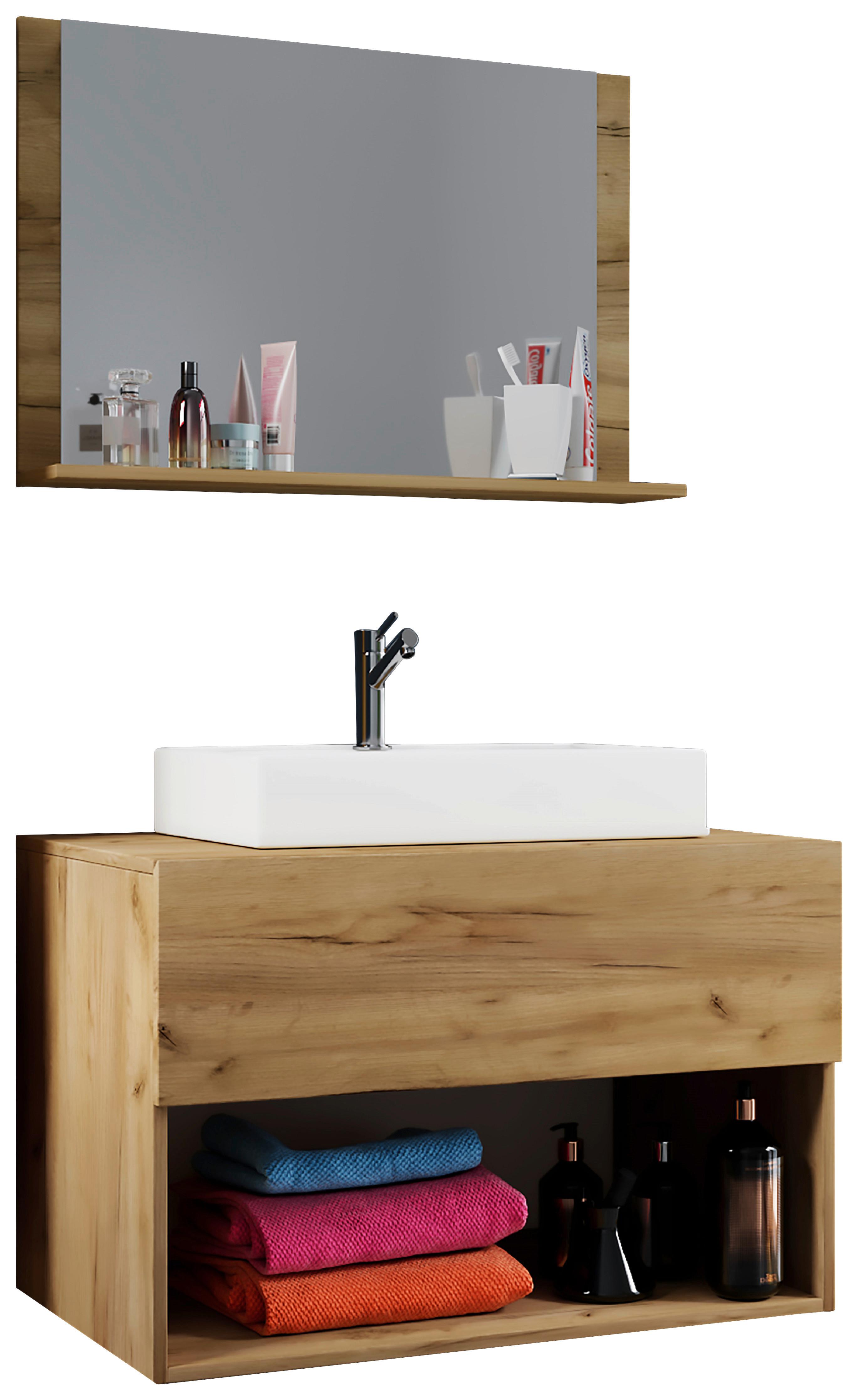 Kopalnica Lendas, Hrast - bela/medeni hrast, Moderno, leseni material/keramika (80cm) - MID.YOU