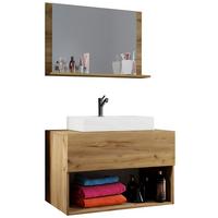 Kopalnica Lendas, Hrast - bela/medeni hrast, Moderno, leseni material/keramika (80cm) - MID.YOU