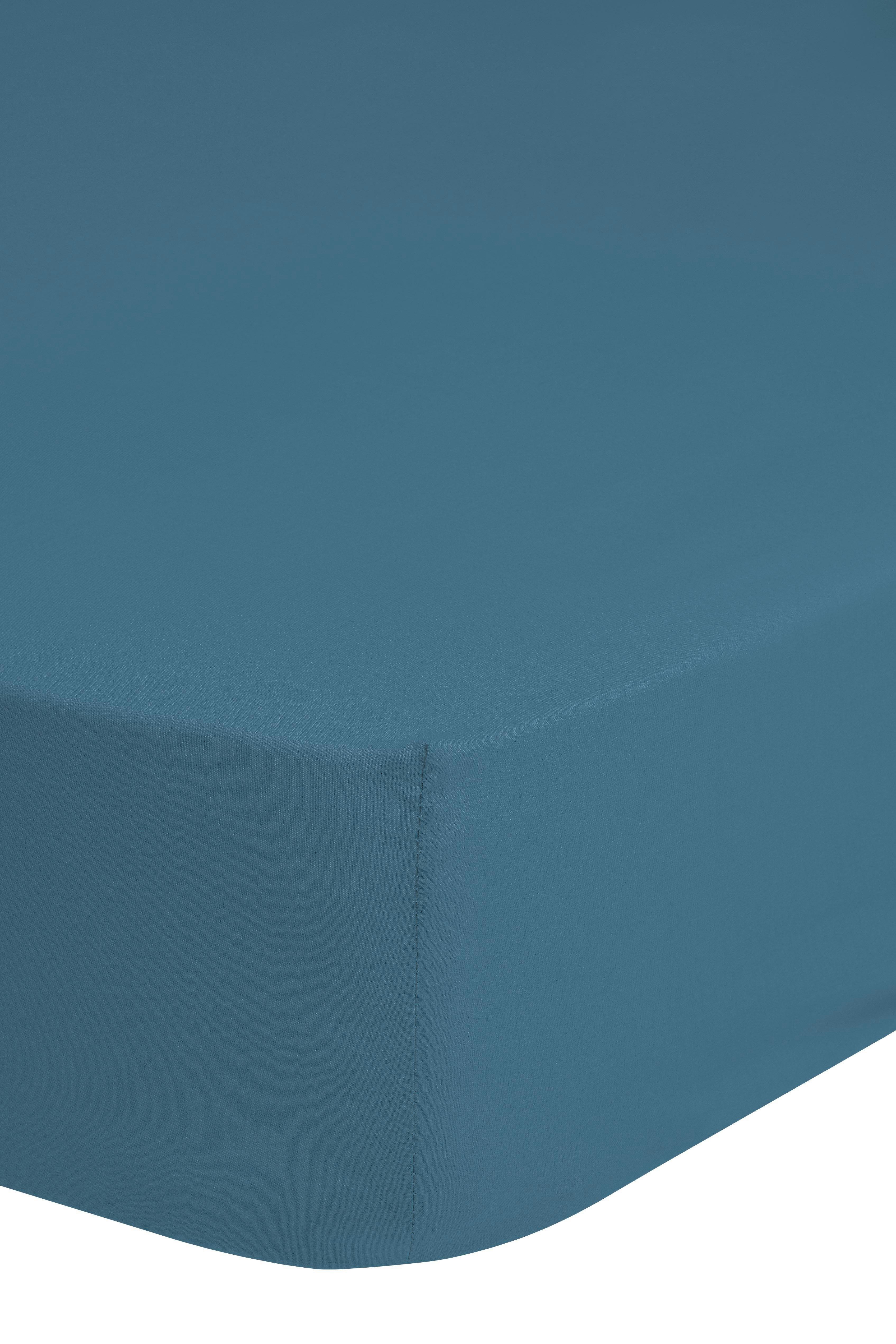 Spannleintuch Satin ca. 90x220cm - Blau, Basics, Textil (90/220cm) - MID.YOU