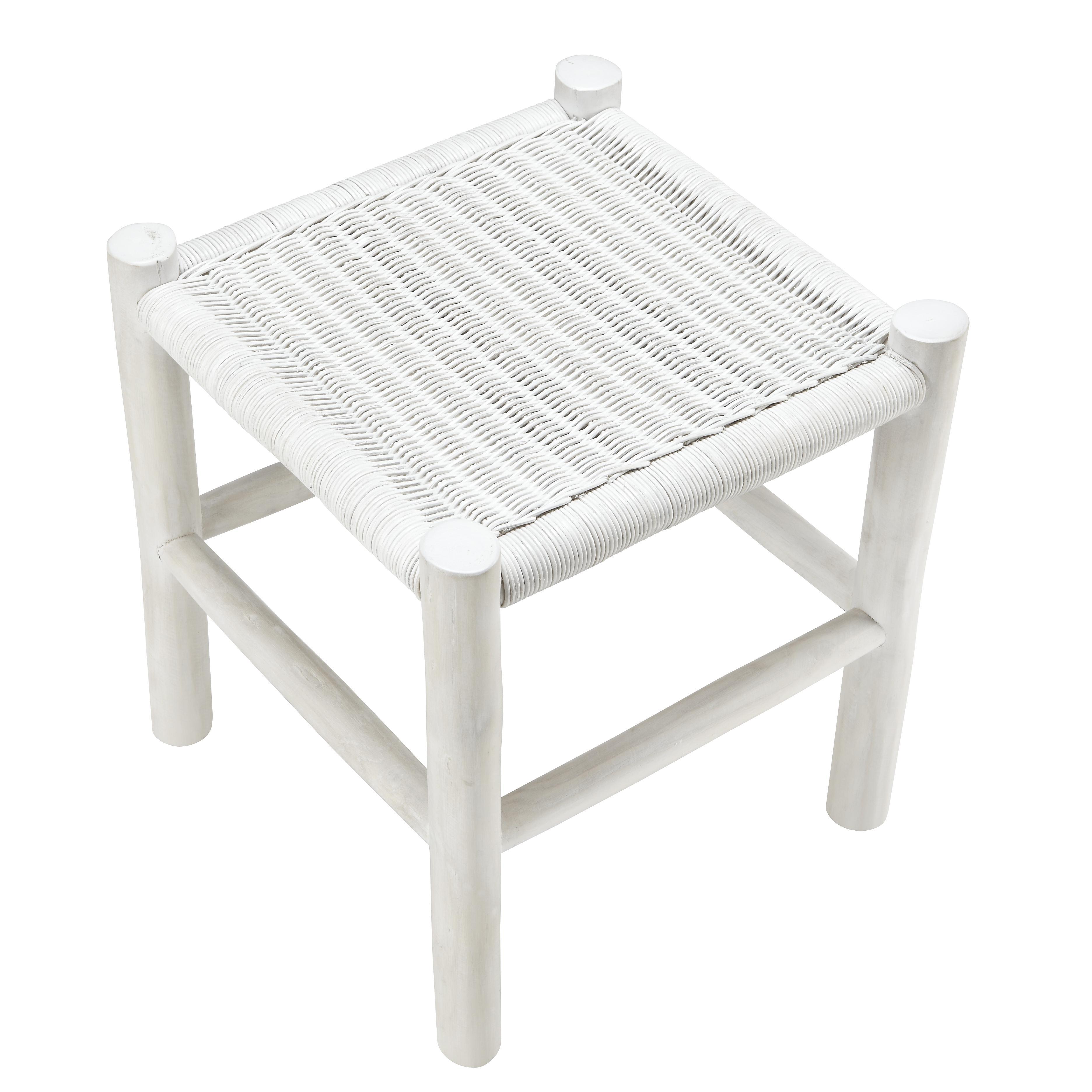 Hocker in Weiß 'Phil' - Weiß, KONVENTIONELL, Holz (40/45/40cm) - Bessagi Home