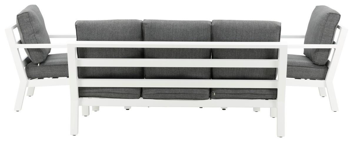 Loungegarnitur Barcelona Grau/Weiß Metall/Textil - Weiß/Grau, Basics, Textil/Metall - Gardenson