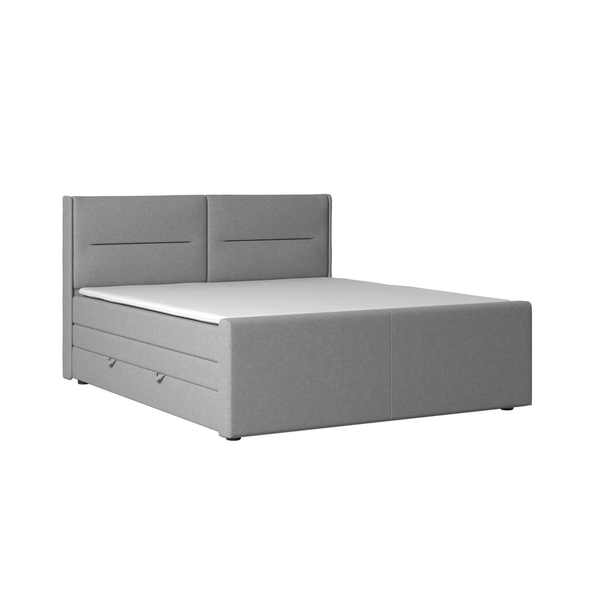 Boxspringbett Kyoto ca. 180x200 cm Silbergrau - Silberfarben, MODERN, Karton/Holzwerkstoff (180/200cm) - MID.YOU