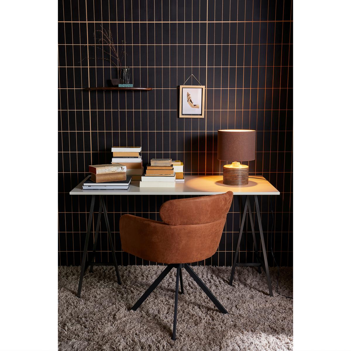 Armlehnstuhl-Set Fenne Cognac B: 58cm - Cognac/Schwarz, MODERN, Textil/Metall (58/80/60cm) - Livetastic