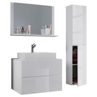 Badezimmer Lendas 4-tlg. ca. 94 cm Weiß - Weiß, MODERN, Glas/Keramik (94cm) - MID.YOU