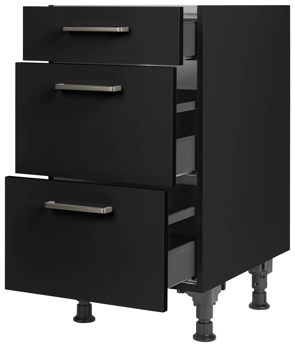 Schubkastenunterschrank Touch Schwarz - Edelstahlfarben/Schwarz, MODERN, Holzwerkstoff/Metall (45/87/56cm) - Nobilia