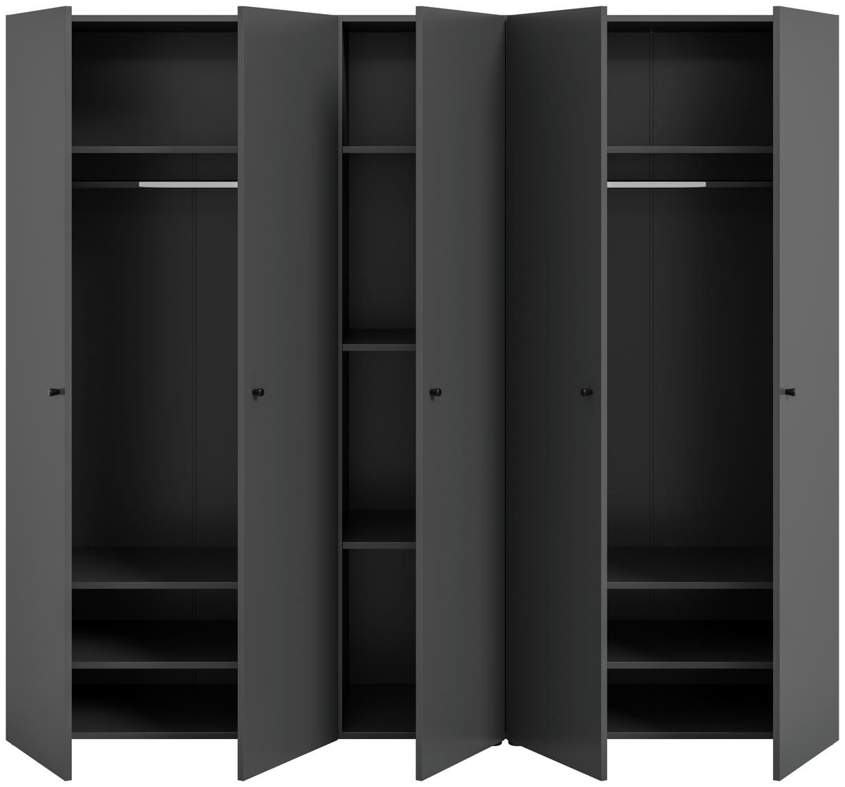 Drehtürenschrank DARWIN ca.200x176x51cm Anthrazit - Anthrazit/Schwarz, MODERN, Holzwerkstoff/Kunststoff (200/176/51cm) - MID.YOU