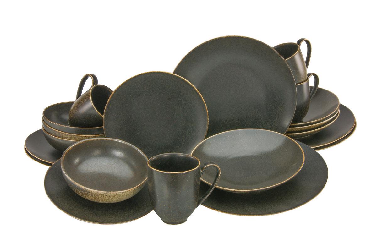 Kombiservice Schwarz/Goldfarben, 20-teilig - Goldfarben/Schwarz, Design, Keramik (33/34/34cm) - Creatable
