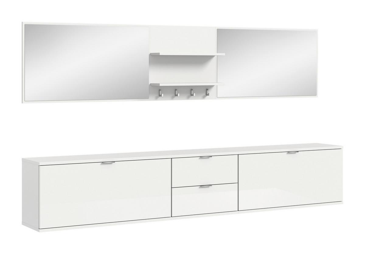 GARDEROBE PROJEKT X - Weiss Hochglanz/Weiss, Design, Holzwerkstoff (236/193/32cm) - Livetastic