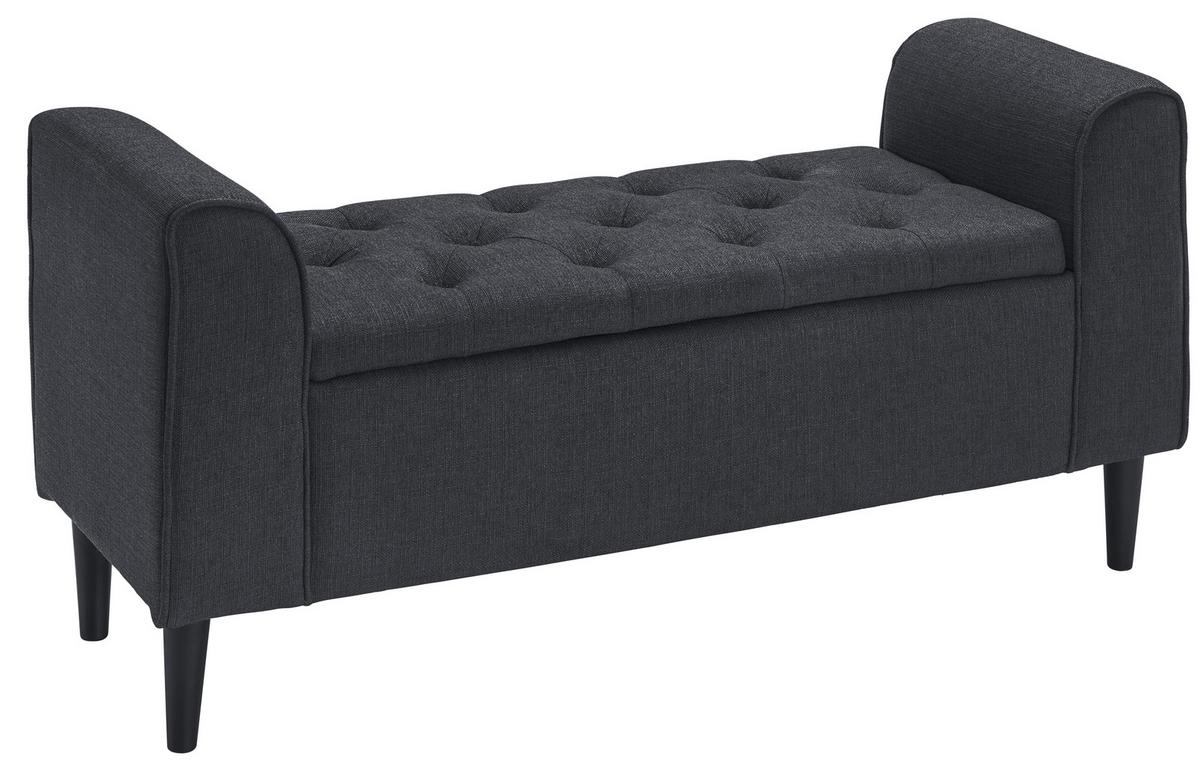 Sitzbank in Anthrazit - Anthrazit/Schwarz, ROMANTIK / LANDHAUS, Holzwerkstoff/Textil (115/58/44cm) - Premium Living