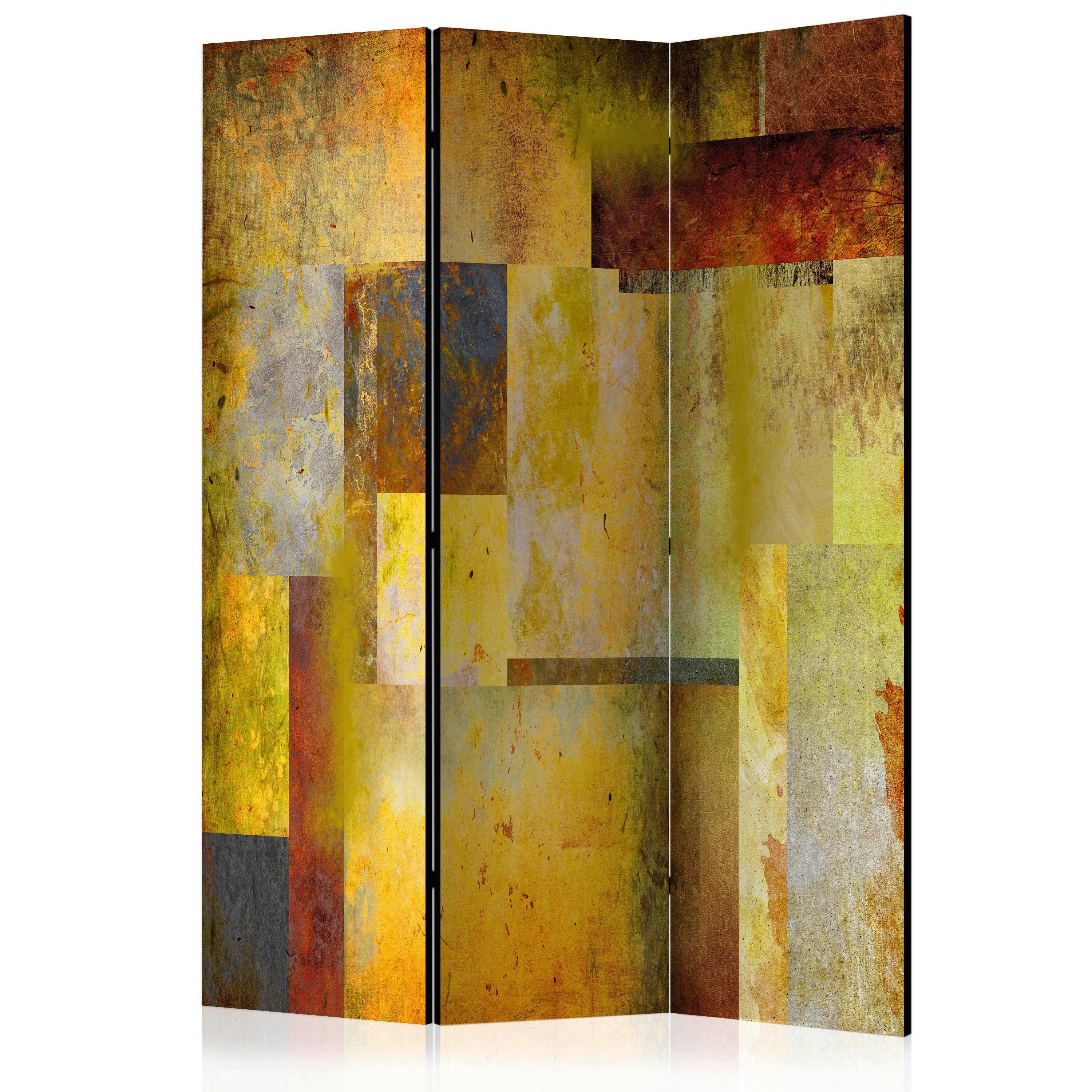 Paravan Art Expression, 3-Delni, Dvostranski - večbarvno/temno rumena, Basics, tekstil/les (135/172/3cm) - artgeist