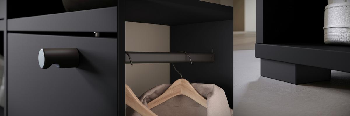Garderobe Dino ca. 90x190 cm Schwarz - Schwarz, Trend, Holzwerkstoff (90/190/33cm) - MID.YOU