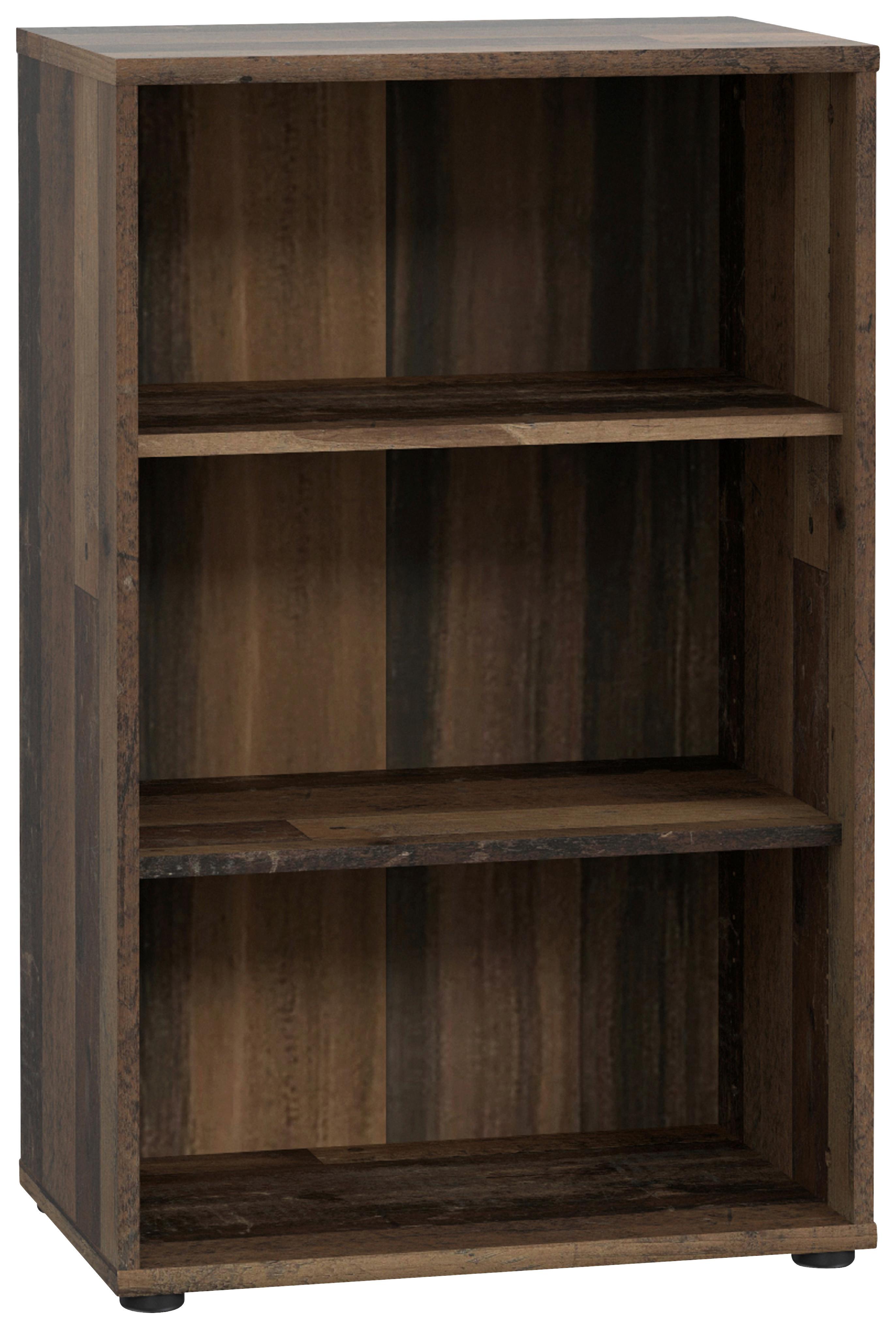 Regal Tempra 2, Barva Staranega Hrasta - temno rjava/barve aluminija, Basics, leseni material (54/86/35cm) - Modern Living