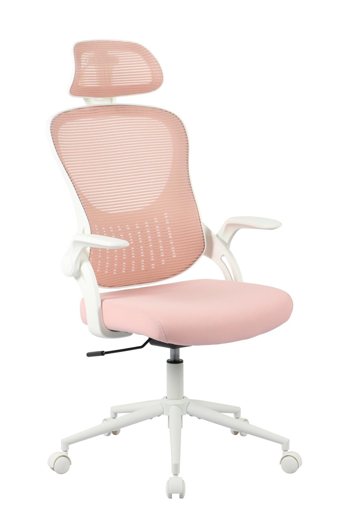 DREHSTUHL POLLY - Weiss/Pink, Modern, Kunststoff/Textil (68/116-133/64cm) - Mömax