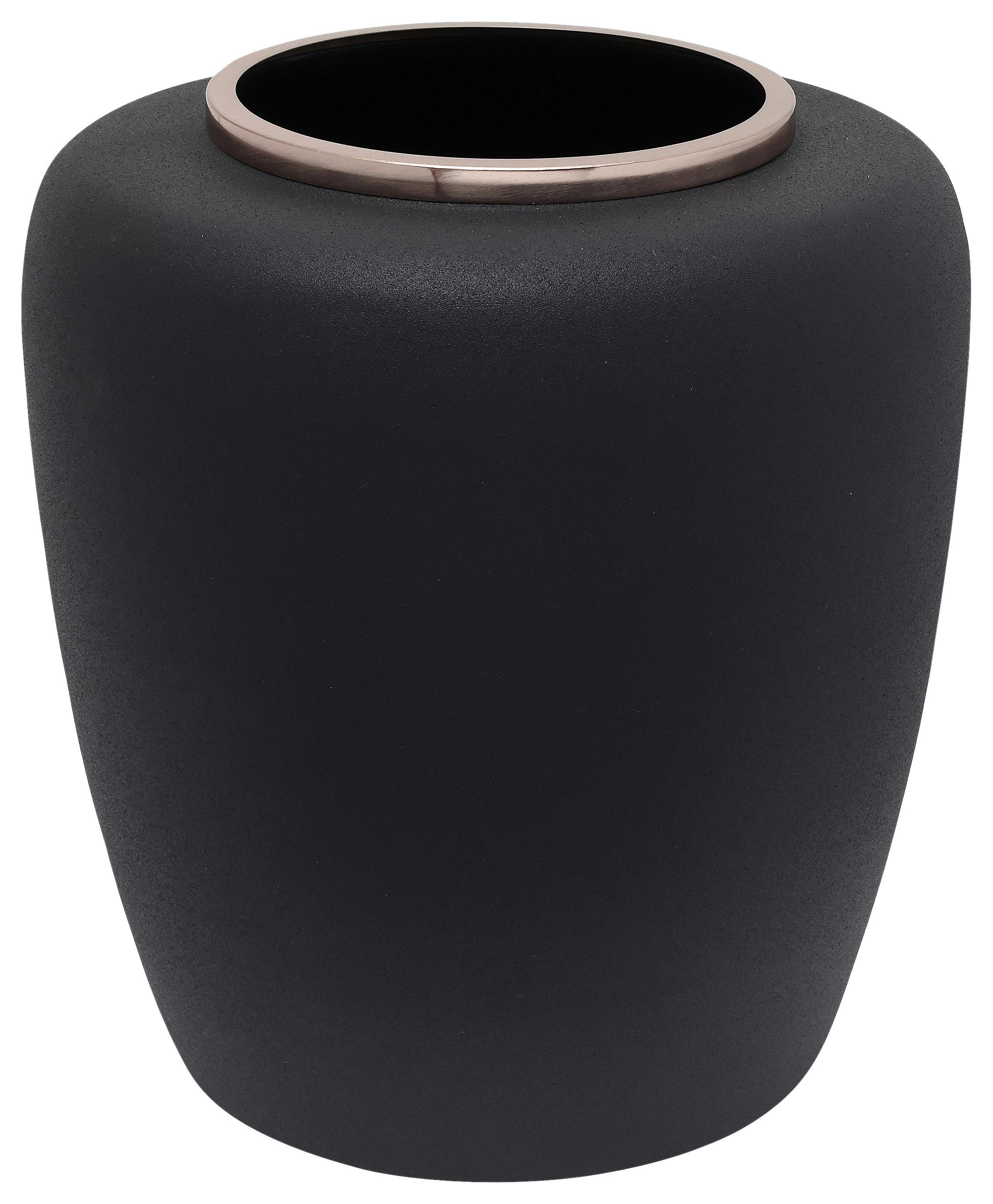 VASE ART DECO 2025 - Roségold/Schwarz, Trend, Metall (33,5/35cm) - Kayoom