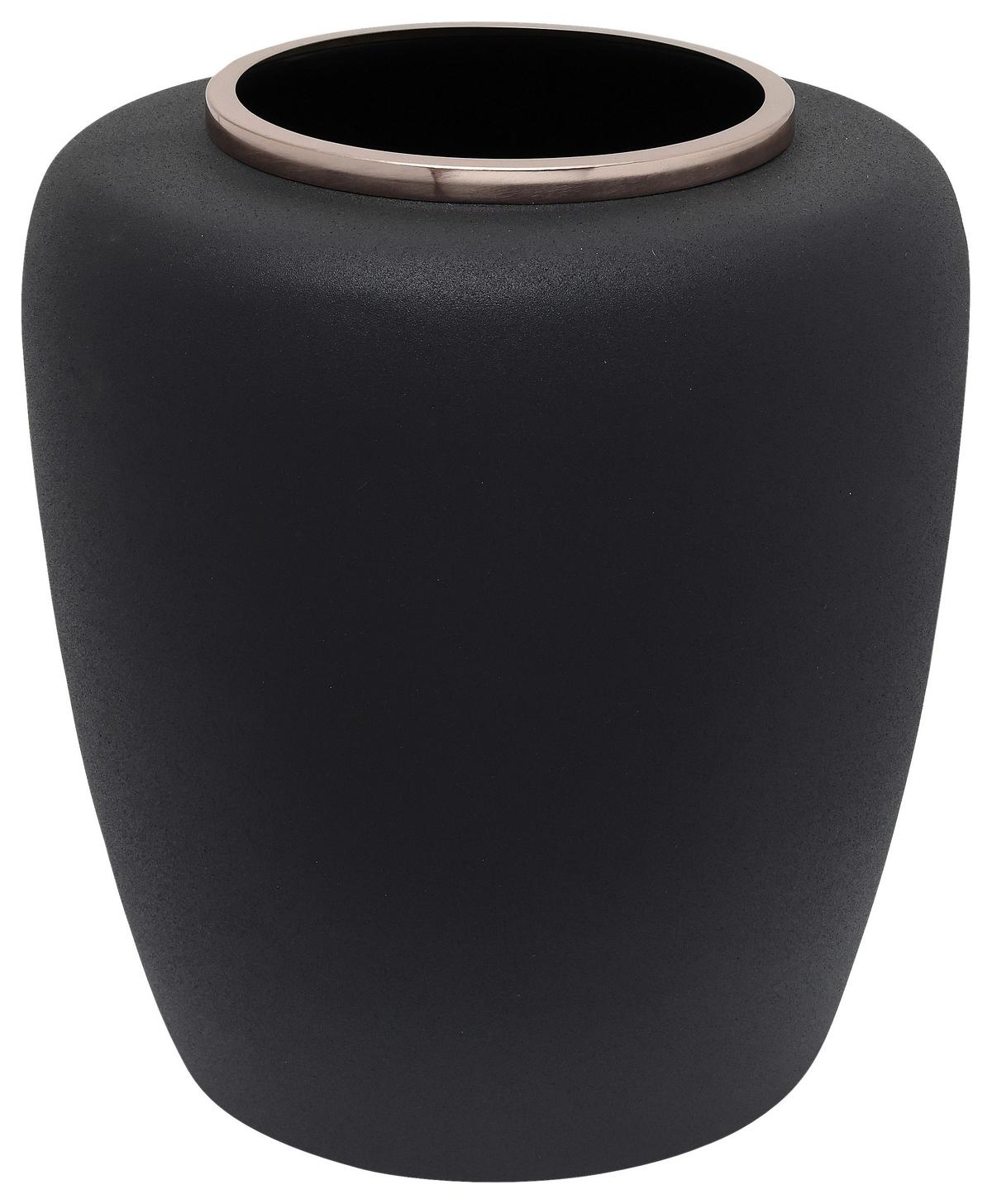 VASE ART DECO 2025 - Roségold/Schwarz, Trend, Metall (33,5/35cm) - Kayoom