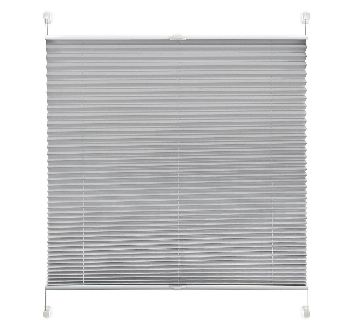 Plissee Solid Crash Silber ohne Bohren/verspannt - Grau, Basics, Textil (75/130cm)