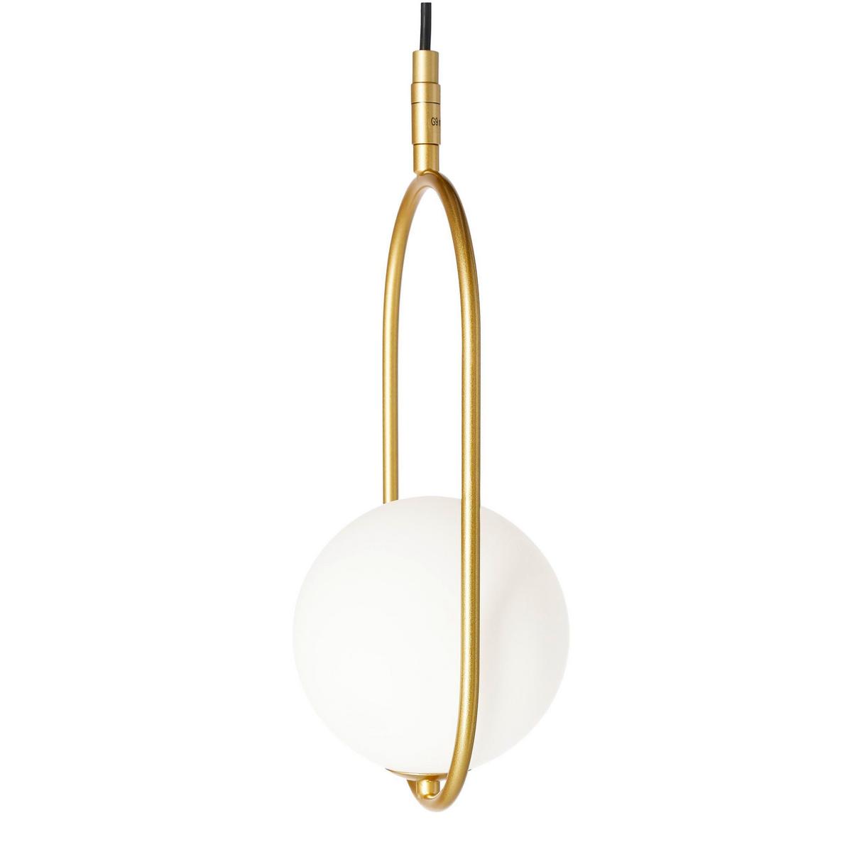 Hängeleuchte Weiß/Goldfarben max. 28 Watt - Weiß, Design, Glas/Metall (18,5/15/120cm)