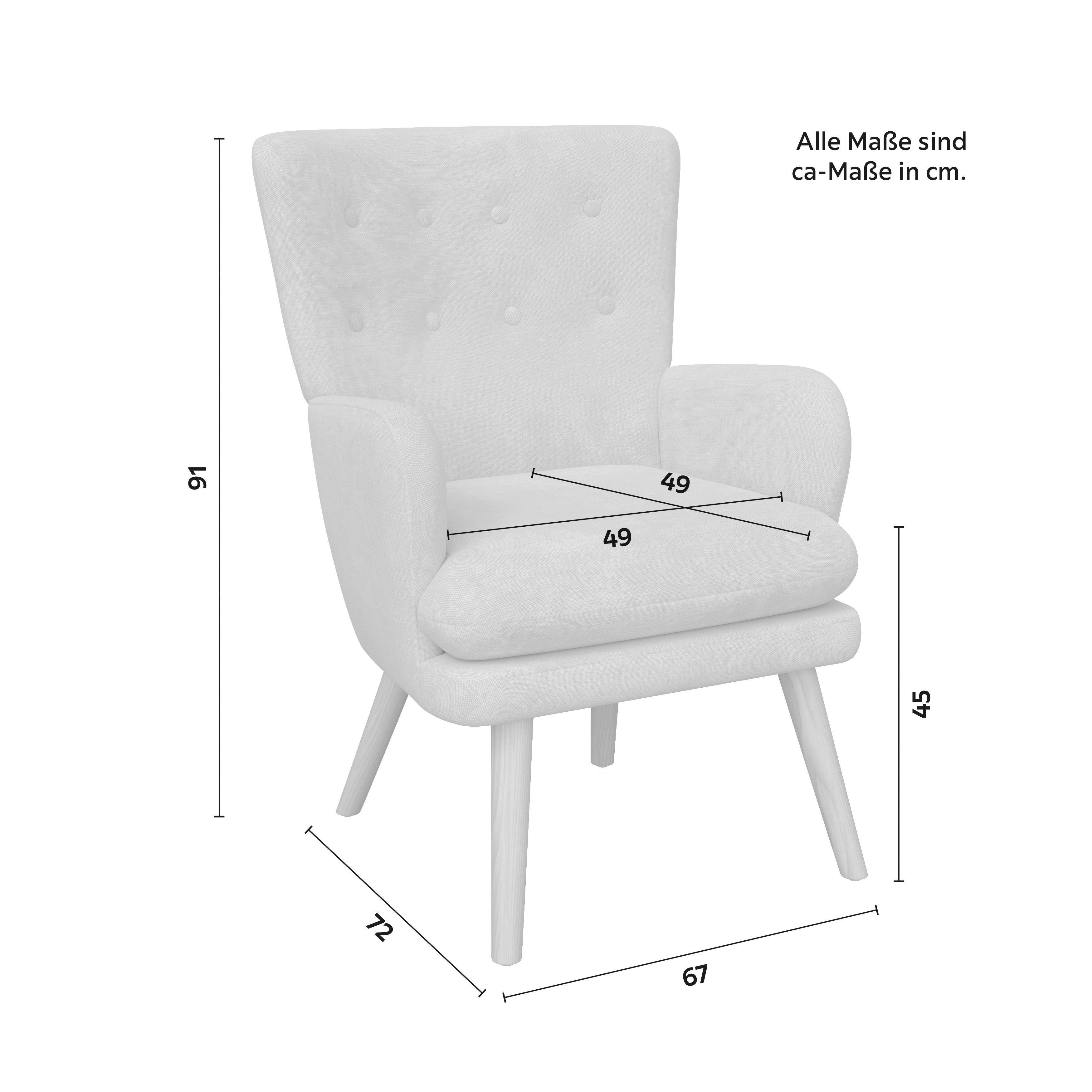 FÅTÖLJ STANKA - sandfärgad/naturfärgad, Modern, metall/trä (67/91/72cm) - Bessagi Home