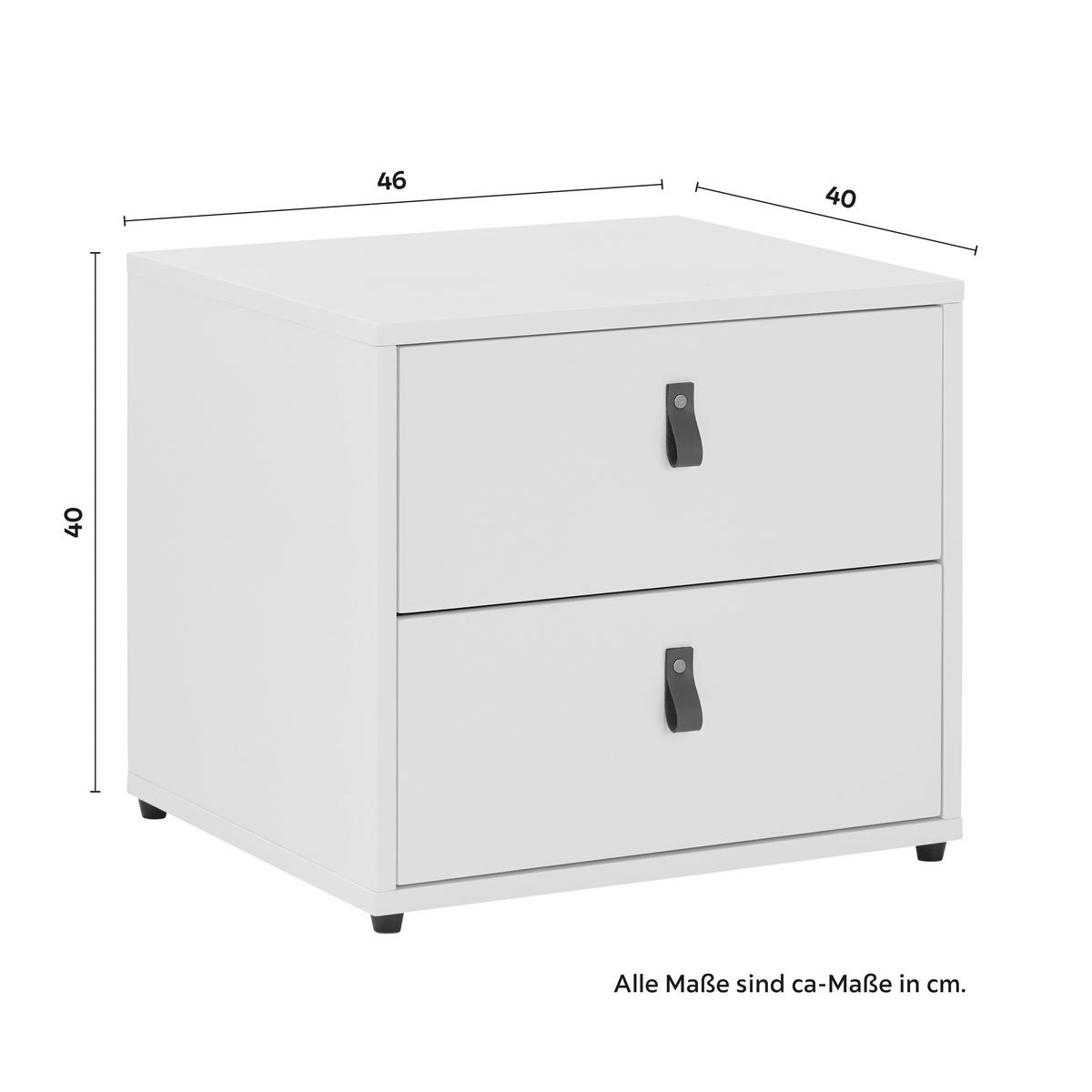Nachtkästchen Mick Weiß MDF - Schwarz/Weiß, MODERN, Holzwerkstoff/Kunststoff (46/40/40cm) - Bessagi Home