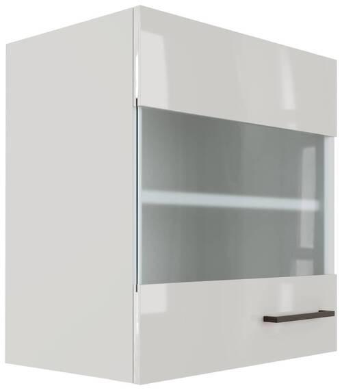 Küchenoberschrank in Lichtgrau glänzend - Schwarz/Grau, MODERN, Holzwerkstoff/Metall (50/54/32cm) - FlexWell