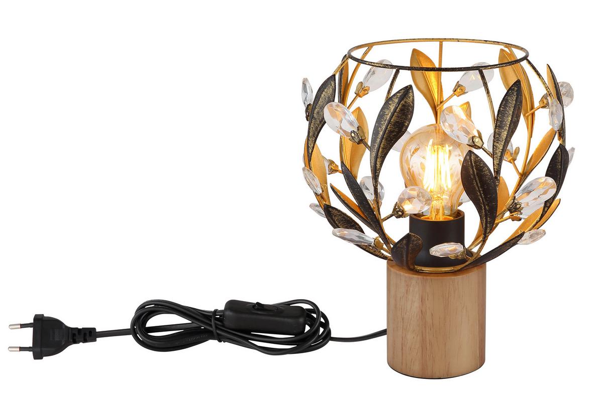 TISCHLEUCHTE 15759T MIKA - Klar/Goldfarben, Basics, Holz/Kunststoff (20/25cm) - Globo