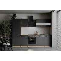 Küchenblock Merle m. Geräten Grau - Edelstahlfarben/Eichefarben, Basics, Holzwerkstoff/Metall (280cm) - Respekta