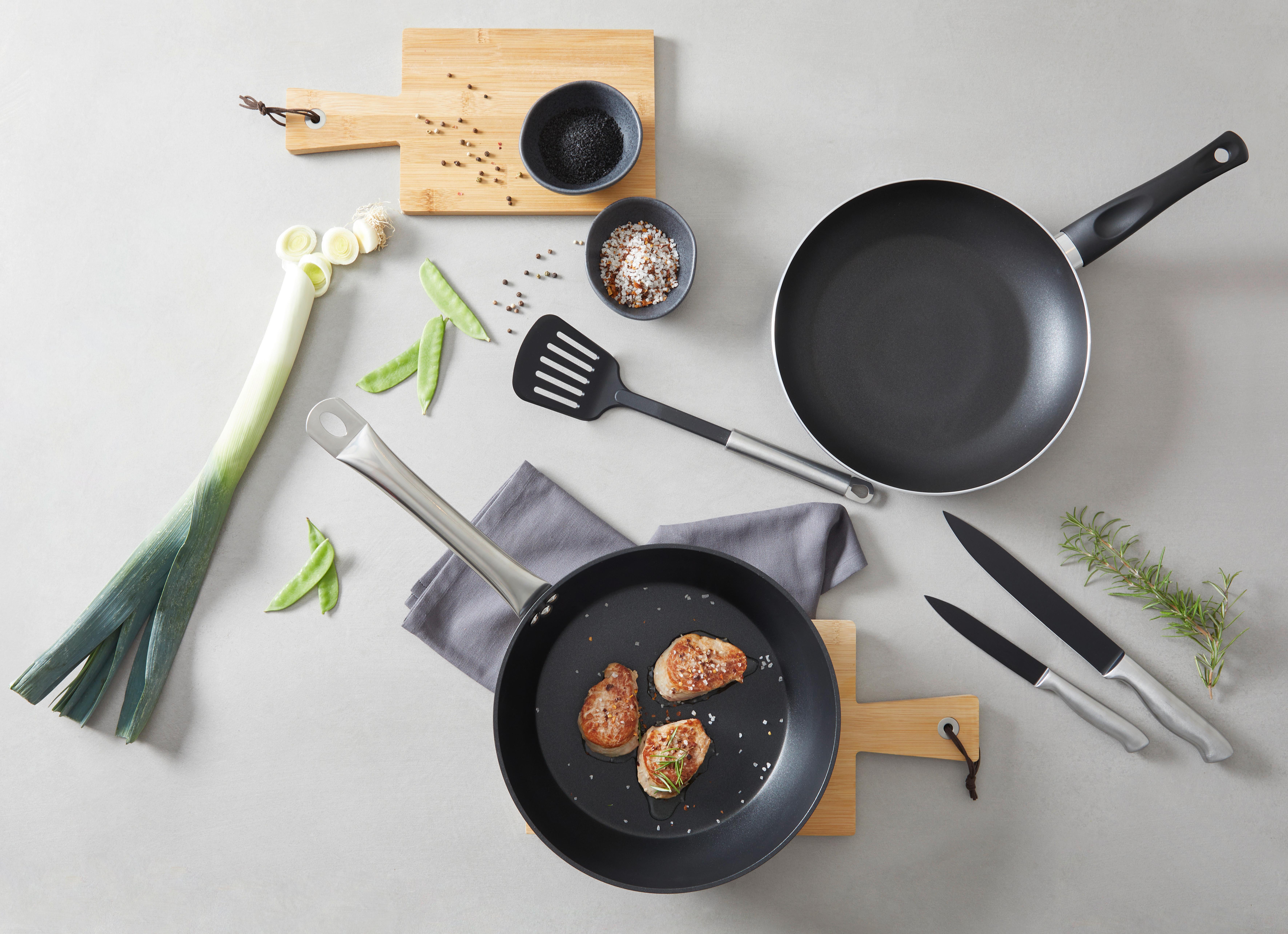 Bratpfanne Basic Ø ca. 20cm - Silberfarben/Schwarz, KONVENTIONELL, Kunststoff/Metall (20/4,3cm) - Mömax