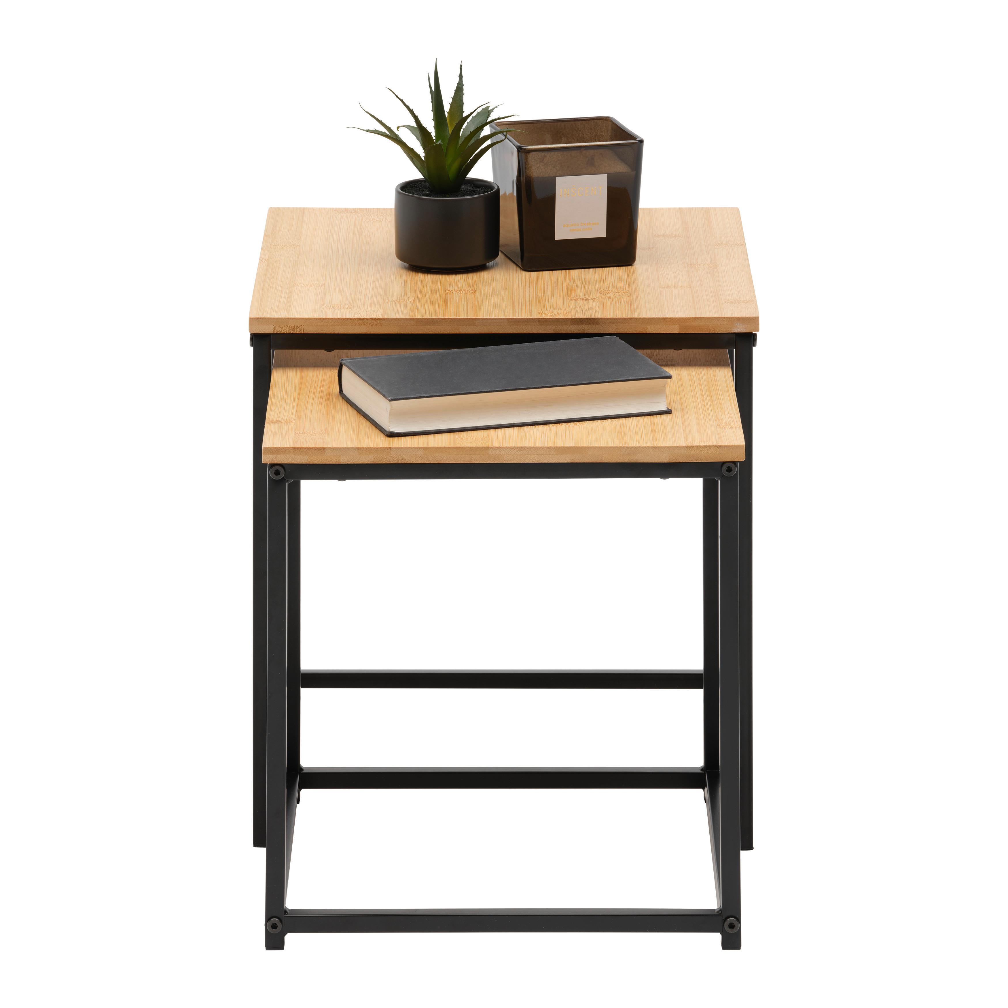 SIDOBORD SET KOKO -EXKLUSIV- - svart/naturfärgad, Lifestyle, metall/naturmaterial (34/38/36/40/34/38cm) - Mömax