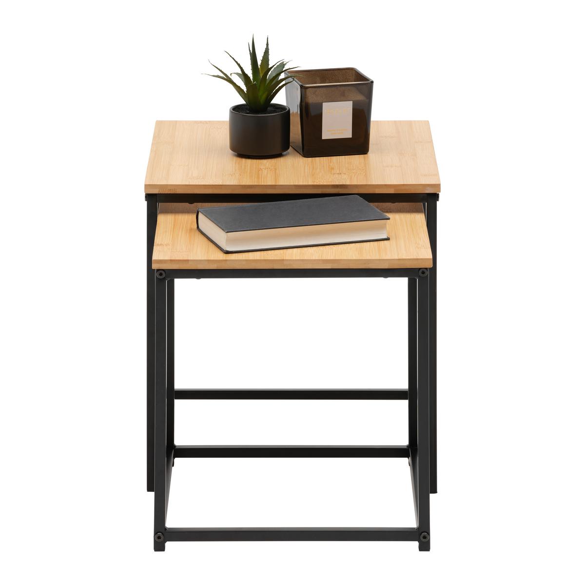ZESTAW STOLIKÓW BOCZNYCH KOKO -EXKLUSIV- - kolor naturalny/czarny, Lifestyle, materiały naturalne/metal (34/38/36/40/34/38cm) - Mömax